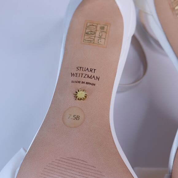 STUART WEITZMAN Nudistcurve Love Knot Heel Sandal Ivory 100mm Women's 7.5B - Picture 7 of 8